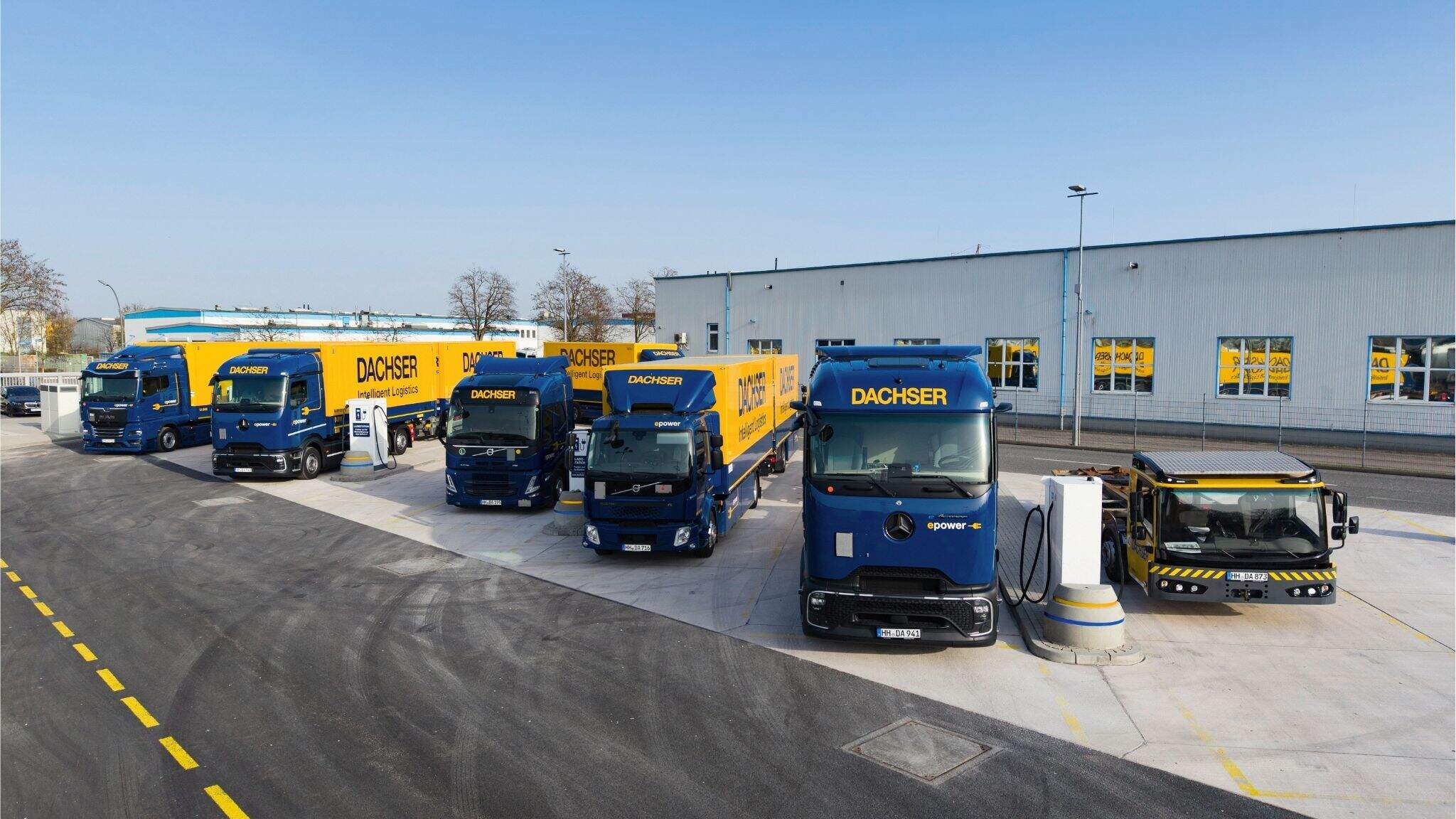 Verschillende types e-trucks in de vloot van DACHSER
 